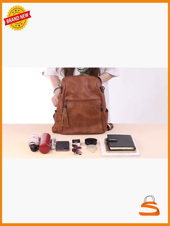Faux Leather Convertible Backpack Purse with Tassel 12 Pockets Travel Work